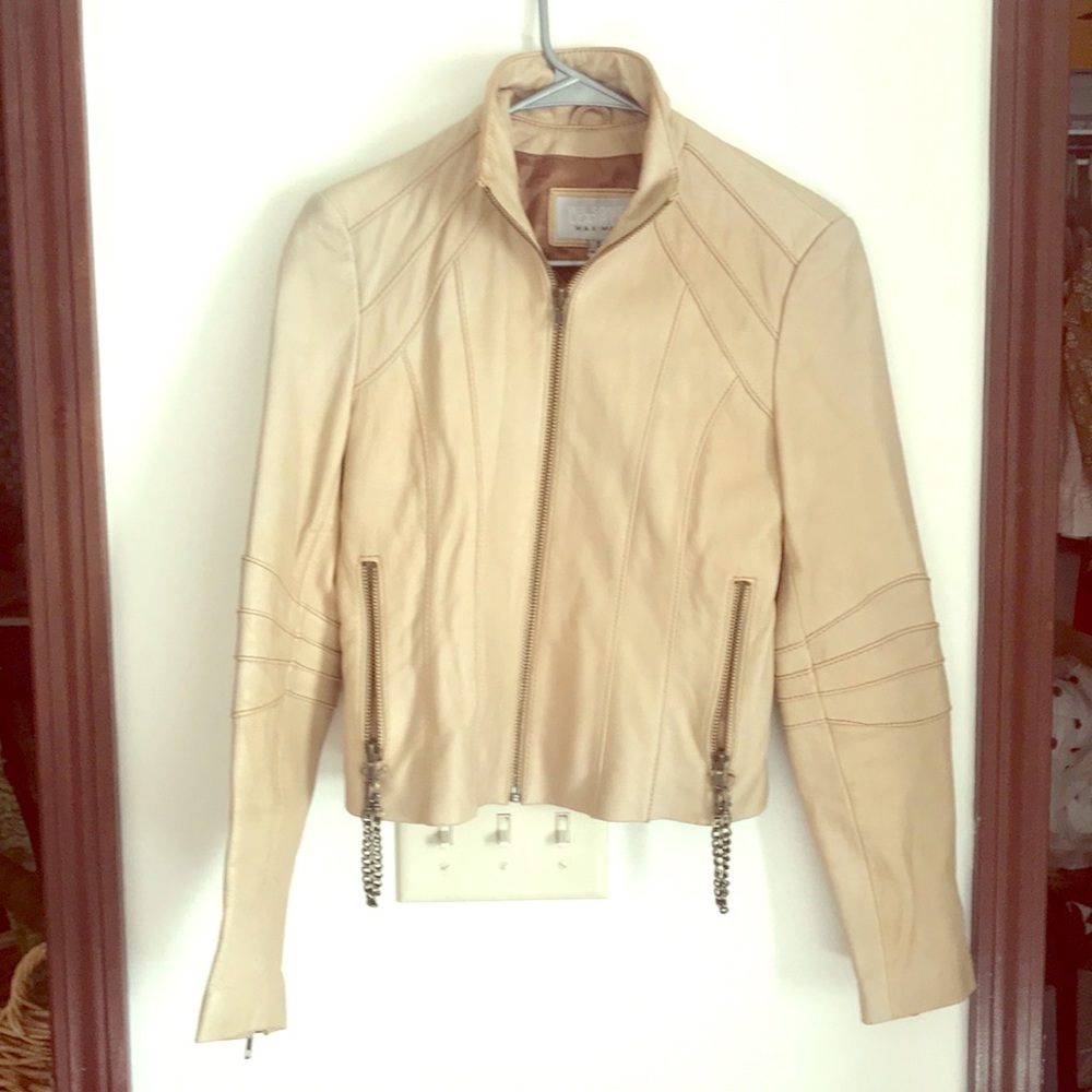 Leather bomber jacket